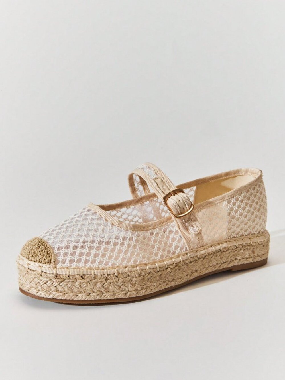 Elegant Women's Mesh Round Toe Mary Jane Espadrilles